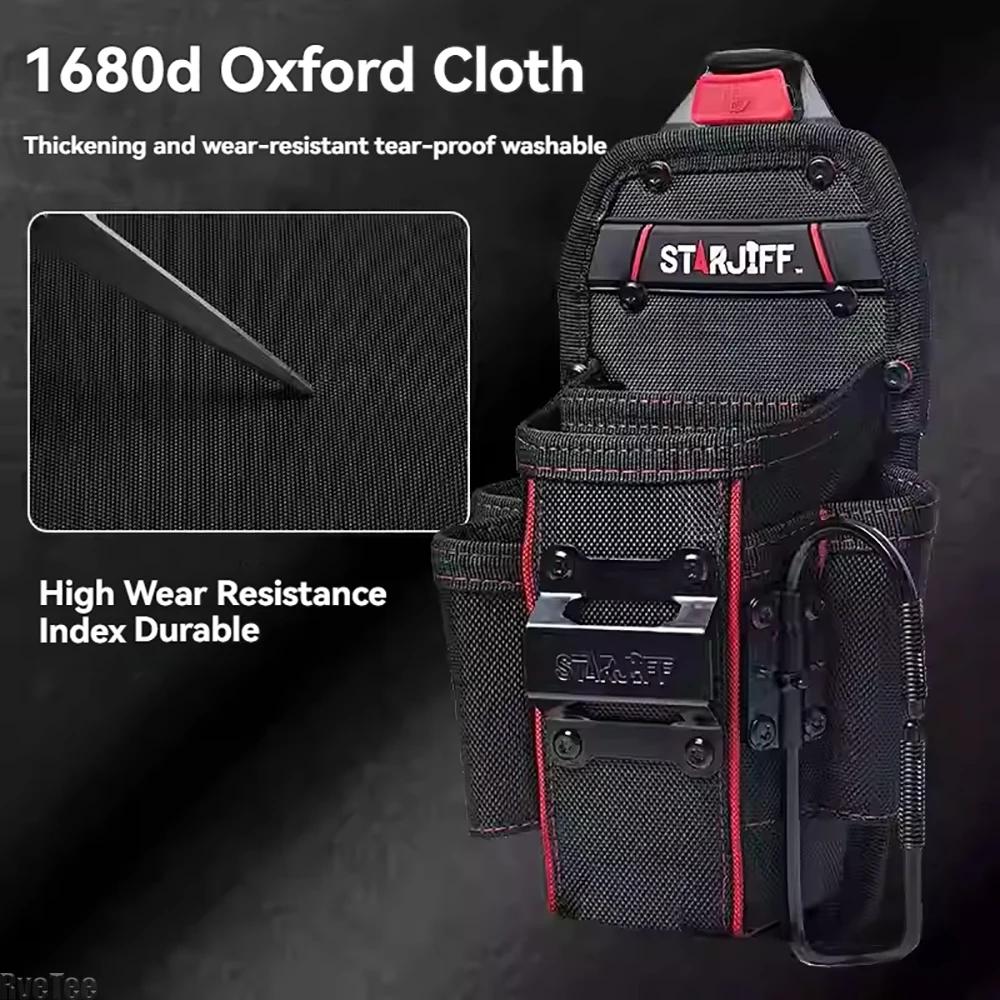 STARJIFF Heavy Duty 1680D Quick-Hang Tool Belt Bag Electrician Organizer with Tape Measure And Hook for Hand Tools
