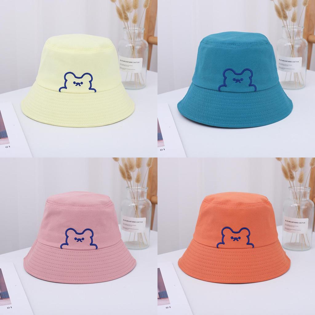 Female Hat Fisherman Thin Sun Protection Fashion Casual Embroidered Bear Visor Hat