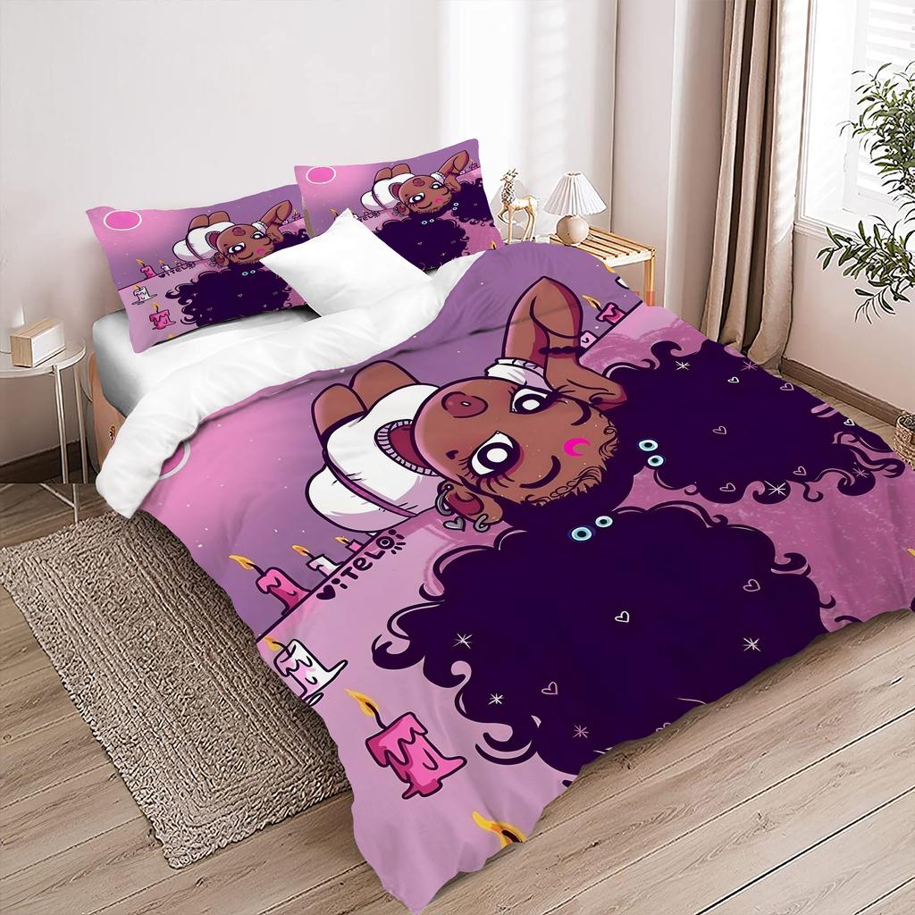 Black Cute Girl 3d Printed Bedding Set Colorful Youthful Style Luxury Duvet Cover Soft Comfortable Home Textiles Quilt Cover Set