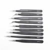 Black Anti-Static Stainless Steel Curved Tweezers for Phone Repair, Bird's Nest Plucking, and Manicure (ESD Safe)
