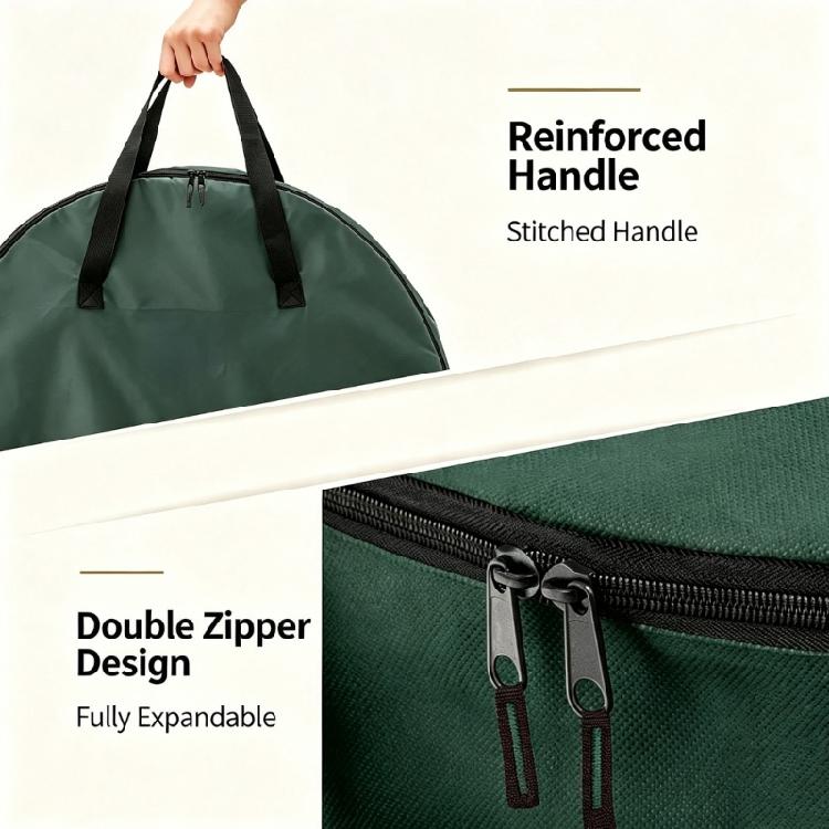 Home Wreath Storage Bag, Round Fabric Case with Carry Handle for Holiday Closet Organization and Shelf Storage