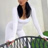European and American Women’s Ribbed Square Neck Slimming Jumpsuit – New Autumn/Winter Collection