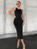 2026 Spring/Summer European American Women's Solid Color Slim Hollow Out Tank Dress