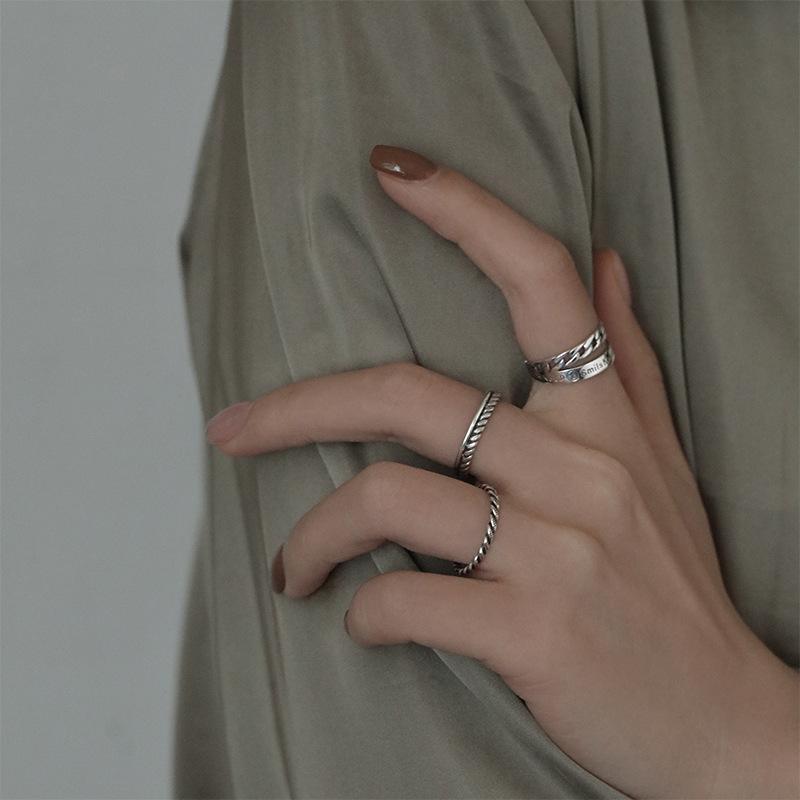 Artistic S925 Silver Open Smiley Face Ring For Women In Retro And Korean Styles