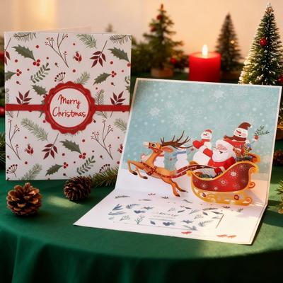 3D Pop Up Weihnachts-Grußkarte Frohe Weihnachten Geschenkkarten mit Umschlägen Weihnachtsmann Elch Schneemann Feiertagskarten für Weihnachtsfeiern Heimdekoration