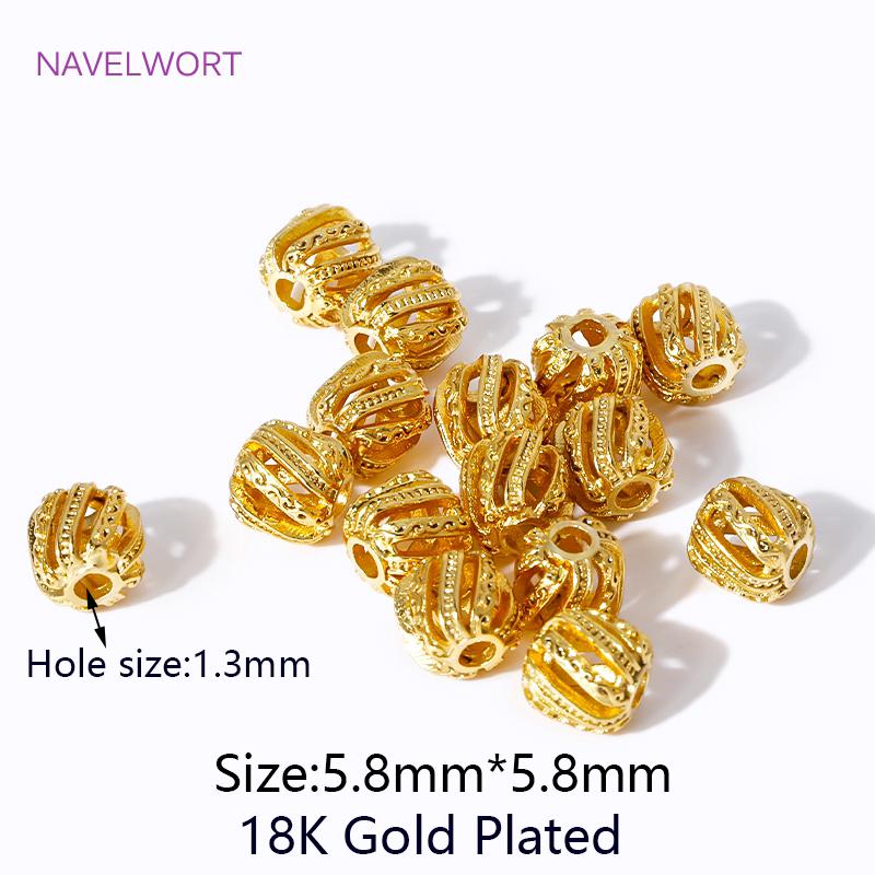 Brass 18K Gold Plated Hollow Twill Spacer Beads For Beading Jewelry Fittings,Beads Separators,DIY Jewelry Making Accessories