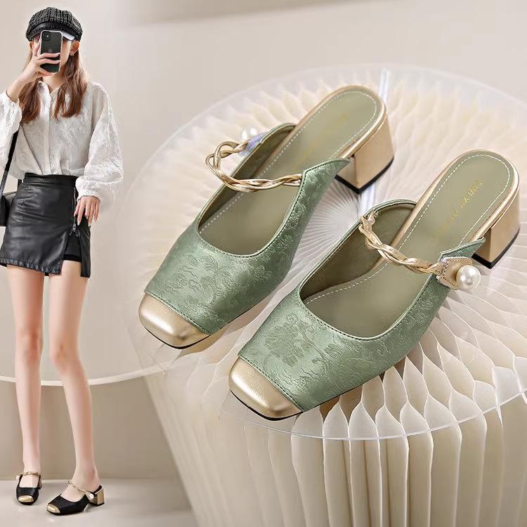 Spring Autumn New Luxury Women's Exquisite Sandals Summer Fashion Coarse Heel Versatile External Slippers Casual Women's Shoes
