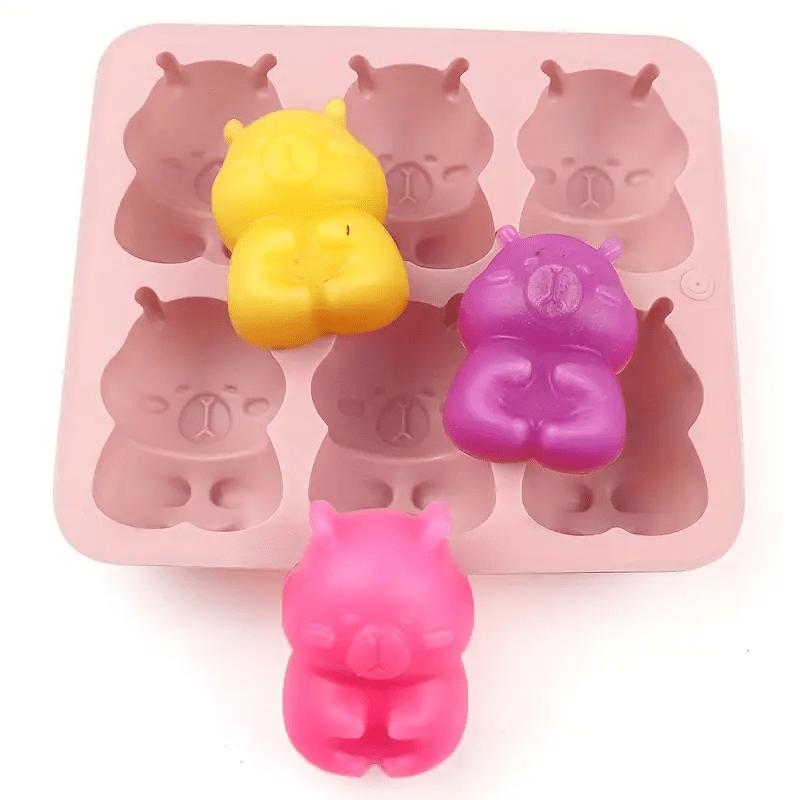 6-Cavity Hugging Bear Silicone Cake Mold, Cute Cartoon Face Baking Pan for Muffins, Jelly, Pudding, DIY Baking