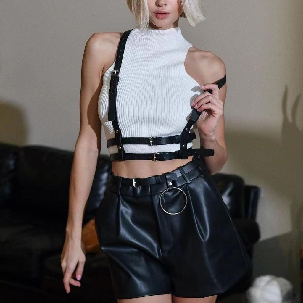 Punk Belt Black Pu Leather Belt Harness Belt for Women Gothic Body Adjustable Waist Belts Dresses Party Accessories