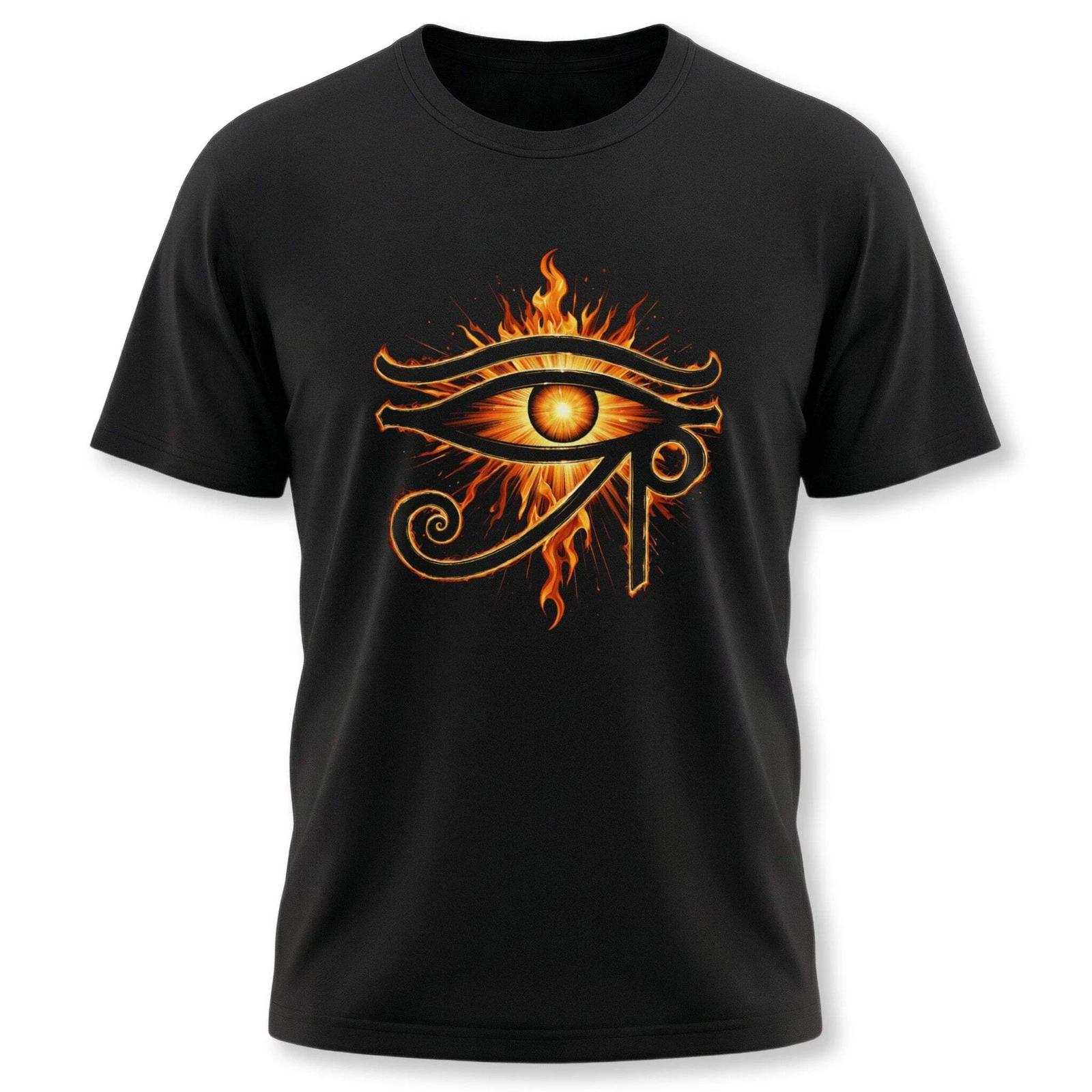 Flaming Eye of Ra T-Shirt | Ancient Egyptian Symbol Graphic Print Tee Shirt L