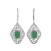 Green Onyx Filigree Dangle Women Wedding Earrings -925 Sterling Silver