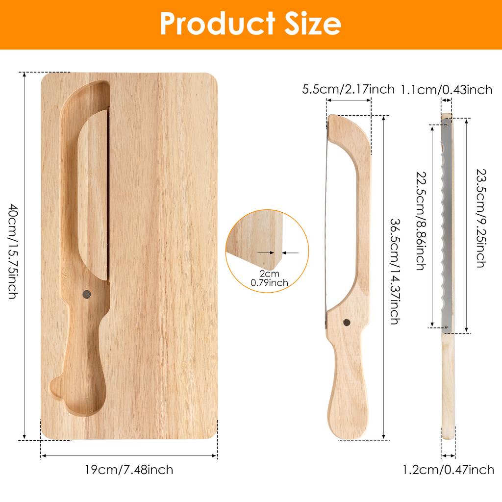 1Set Bread Knife and Cutting Board Set Multipurpose Bread Slicing Tools Embedded Bread Knife for Homemade Breads Kitchen Gadgets