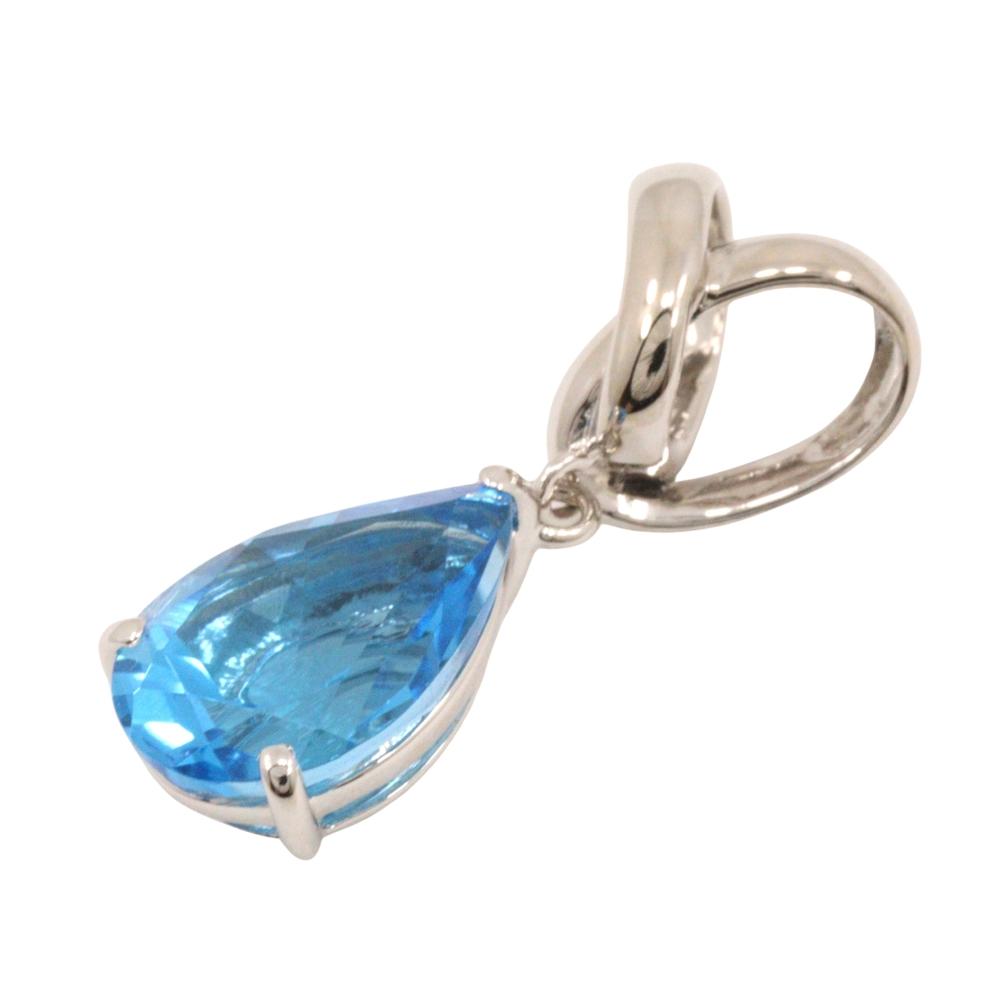 teardrop Pendant top 14 white gold/Topaz 2.2g Women Used