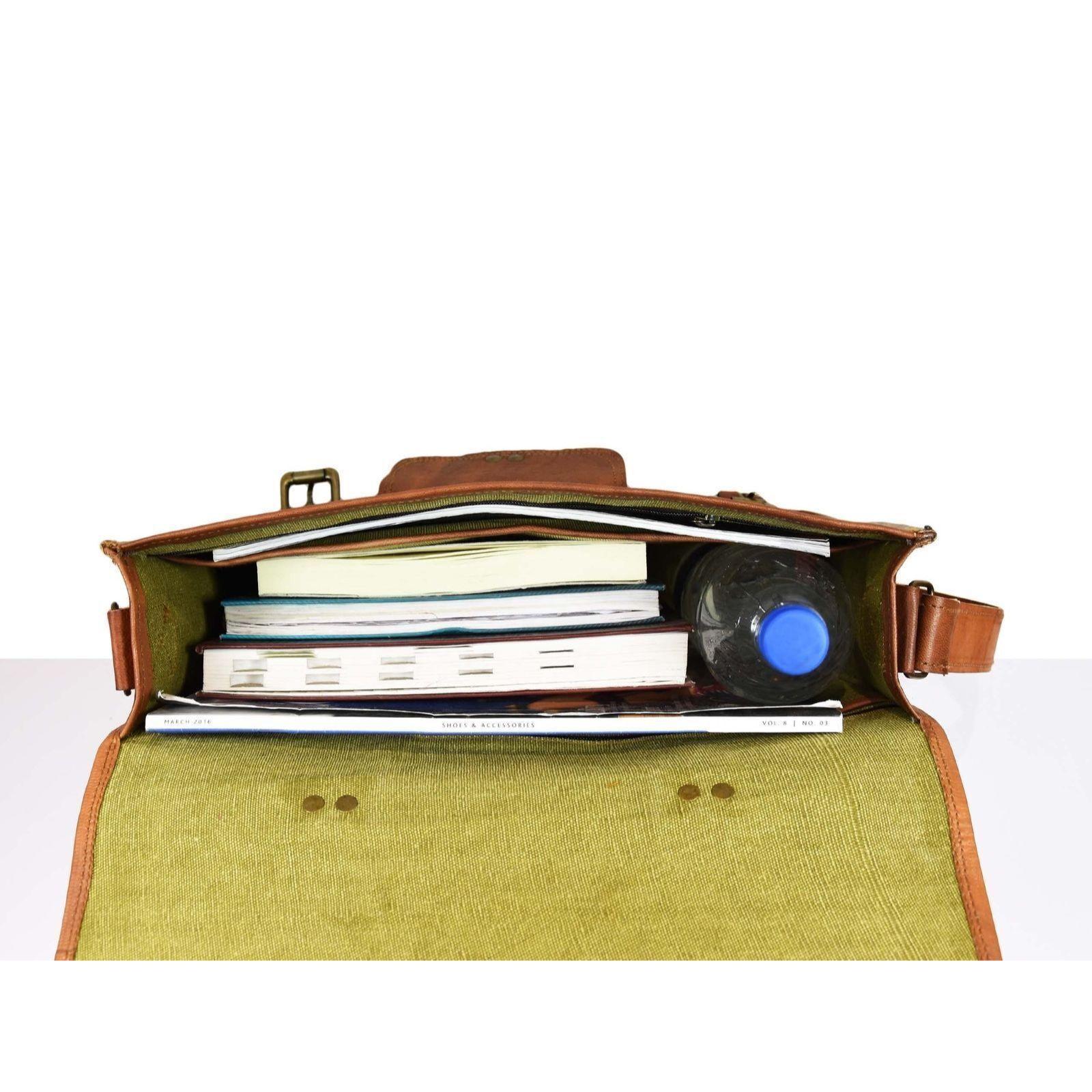 Мужская офисная сумка-мессенджер для ноутбука из козьей кожи через плечо портфель ручной — фото 5