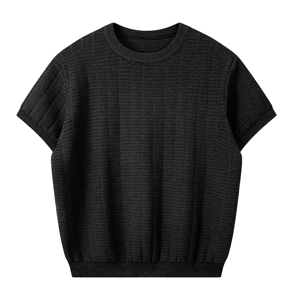 Casual Knitted Half-sleeved Round Neck Solid Color Versatile Bottoming Shirt Short T