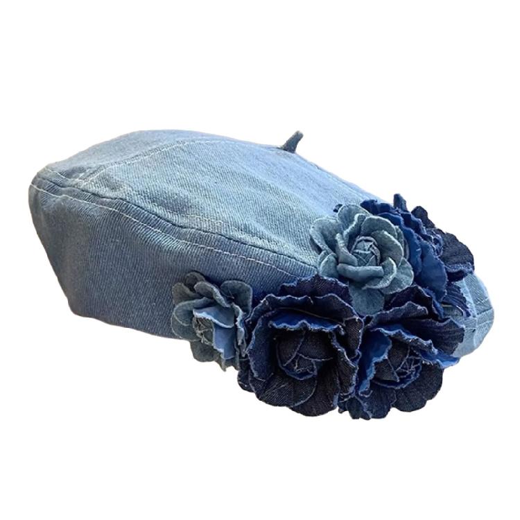 Novelty Stylish Cabbie Hat for Men Women Hat Denims Vintage Cabbie Caps Unisex Headwear Autumn Winter Hat for Daily Wear