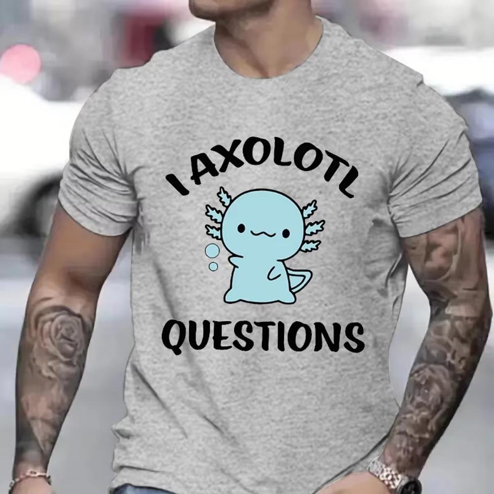 Cute Axolotl Anime T-Shirt for Men Clothing Manga Graphic Tees Funny Tshirts Short Sleeve Clothing Axolotl Cartoon Unisex Shirts