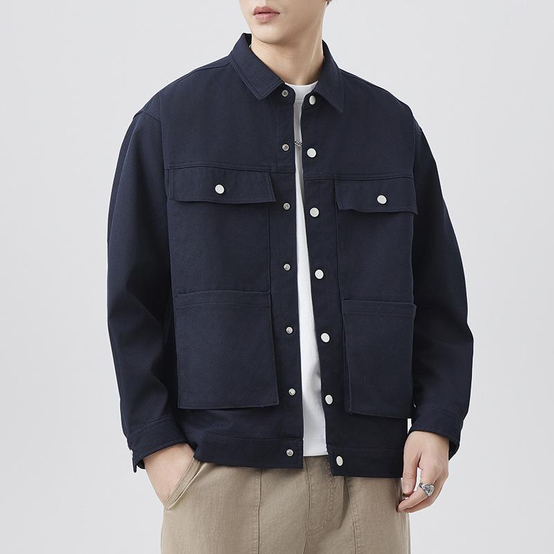 

New Japanese Retro Single-breasted Lapel Jacket Light-cooked Shirt Jacket for Men Loose 4XL