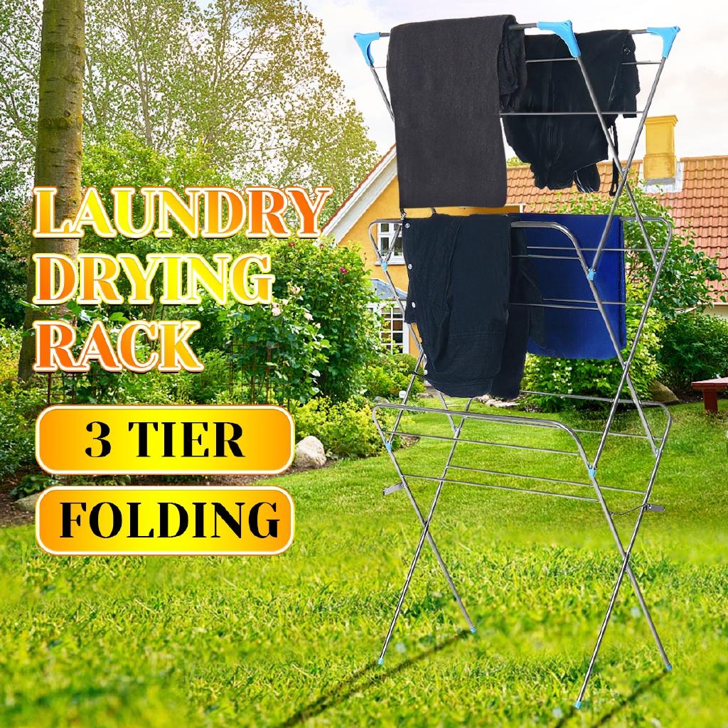 

Трехъярусная складная напольная сушилка для одежды, вешалки, сушилка для одежды, железная, прочная, сушилка для одежды