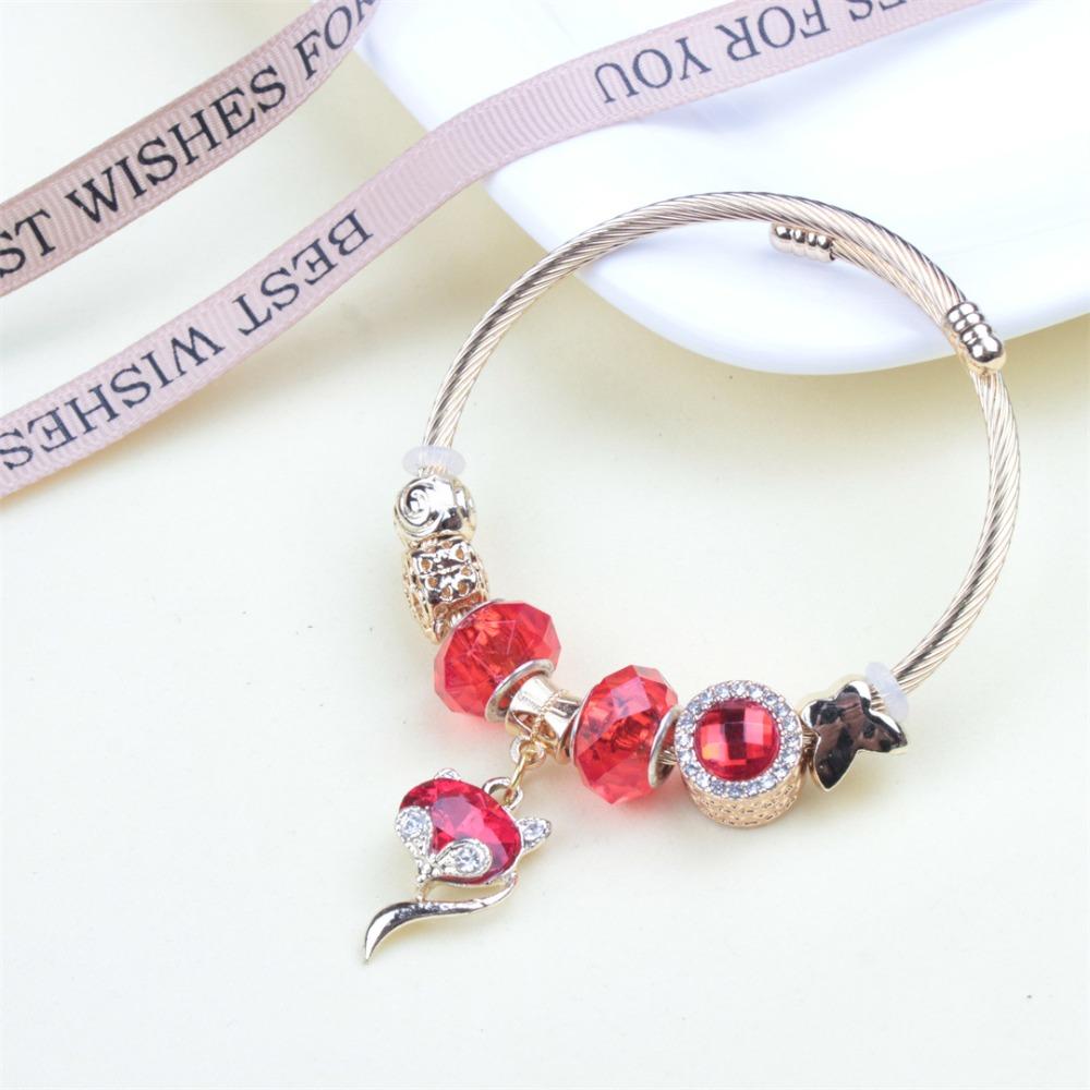 Beaded Bracelet Bangle Multi Element Stainless Steel Copper Alloy Open Spring Snake Bone Chain