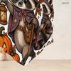 Women Plus Size Round Neck Long Sleeve T Shirt Halloween Snail Pumpkin Print Asymmetric Hem Button Detail