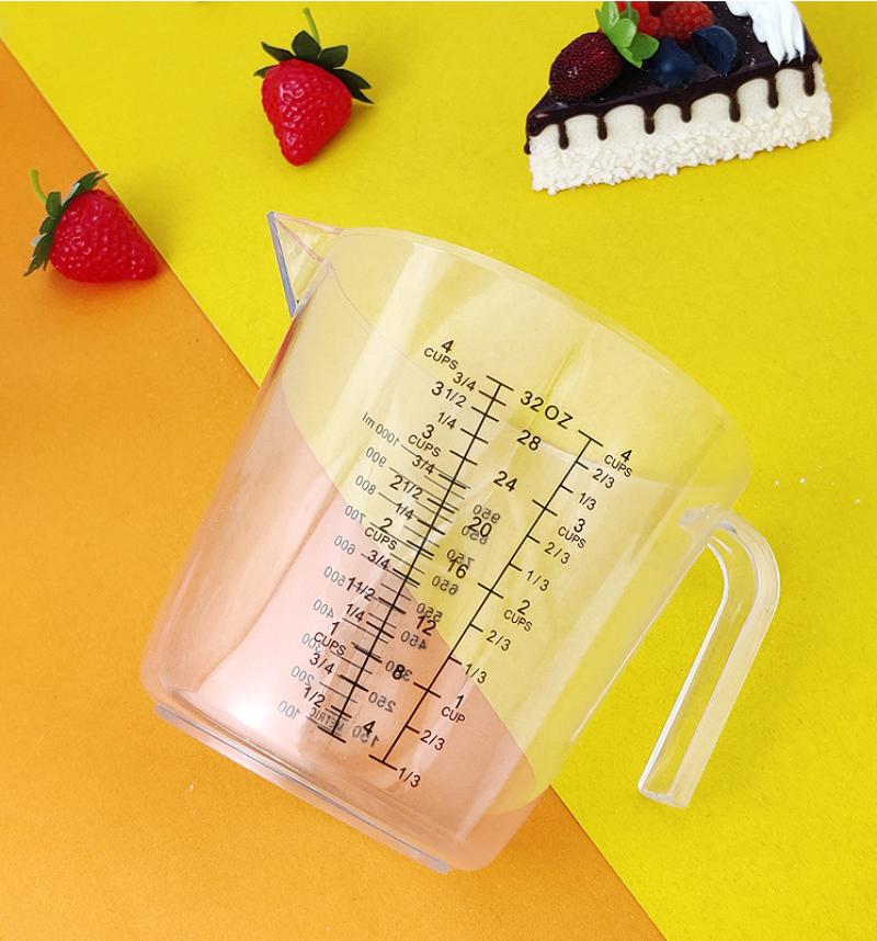 300/600/1000ml Measuring Cup Transparent Heat Resisting Plastic Milk Water Scale Measuring Jar Microwave Tool for Baking