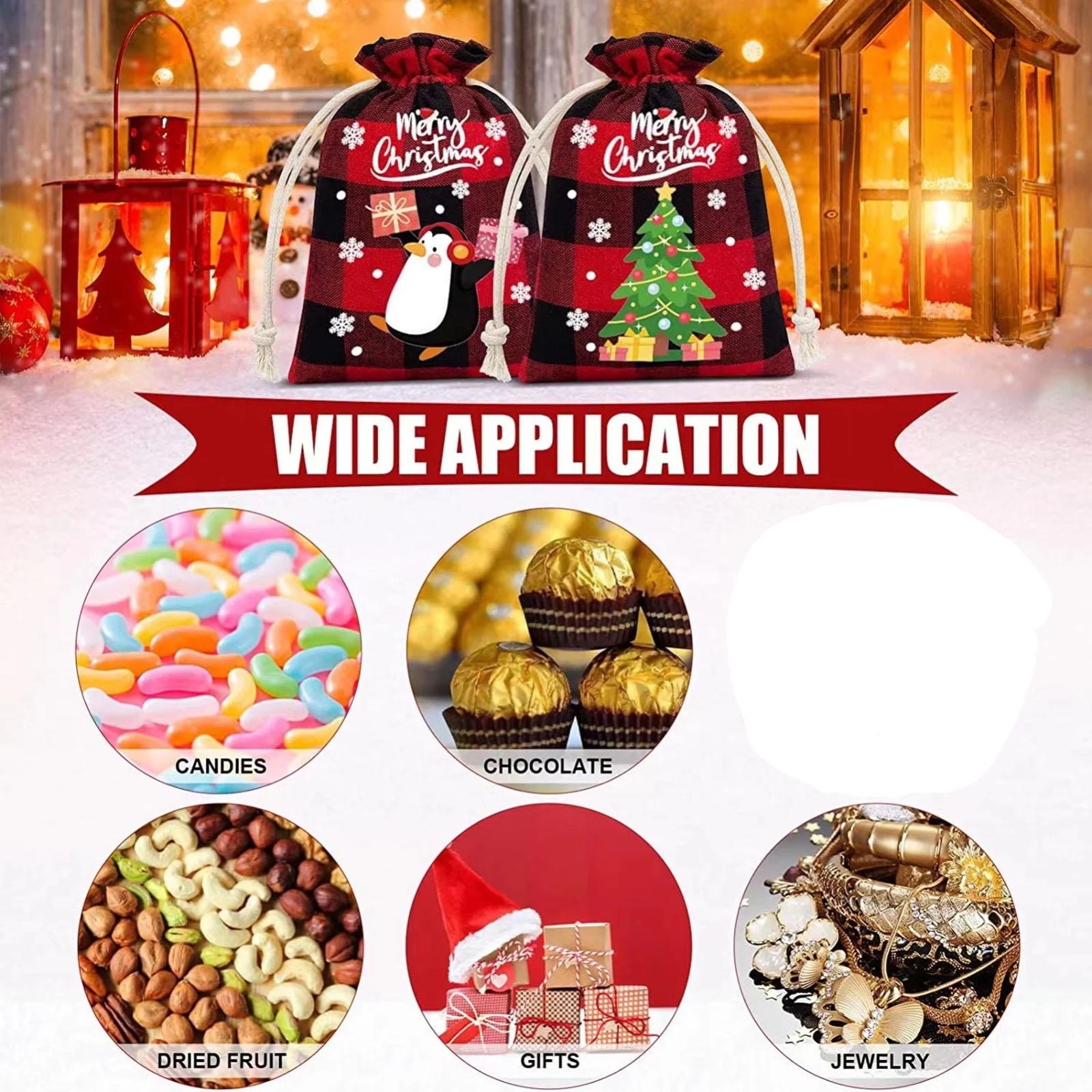 

Merry Christmas Reusable Gift Bags, Cotton Linen, 8 Count One Size