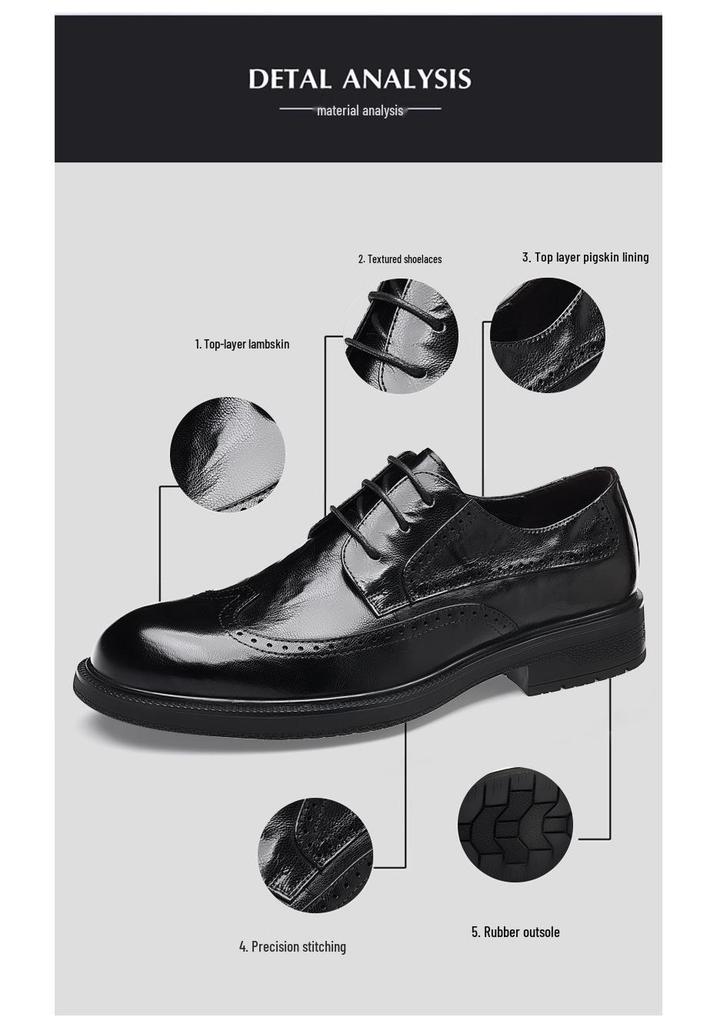 Men's Autumn Lambskin Brogue Shoes - Formal & Casual Lace-up 