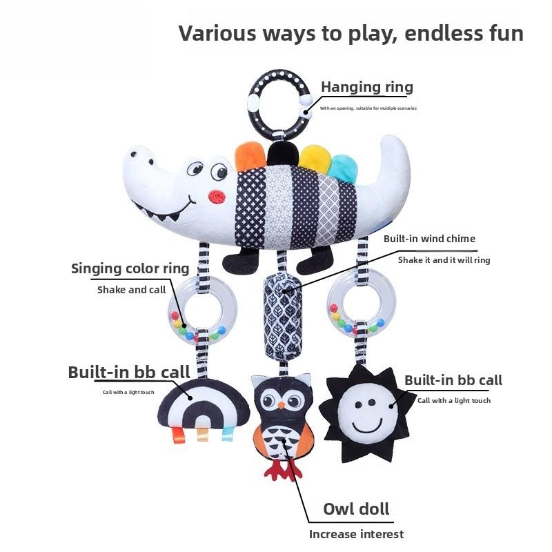 0-3 Years Old Baby Carriage Hanging Black and White Animal Wind Chimes Baby Carriage Hanging Plush Toys