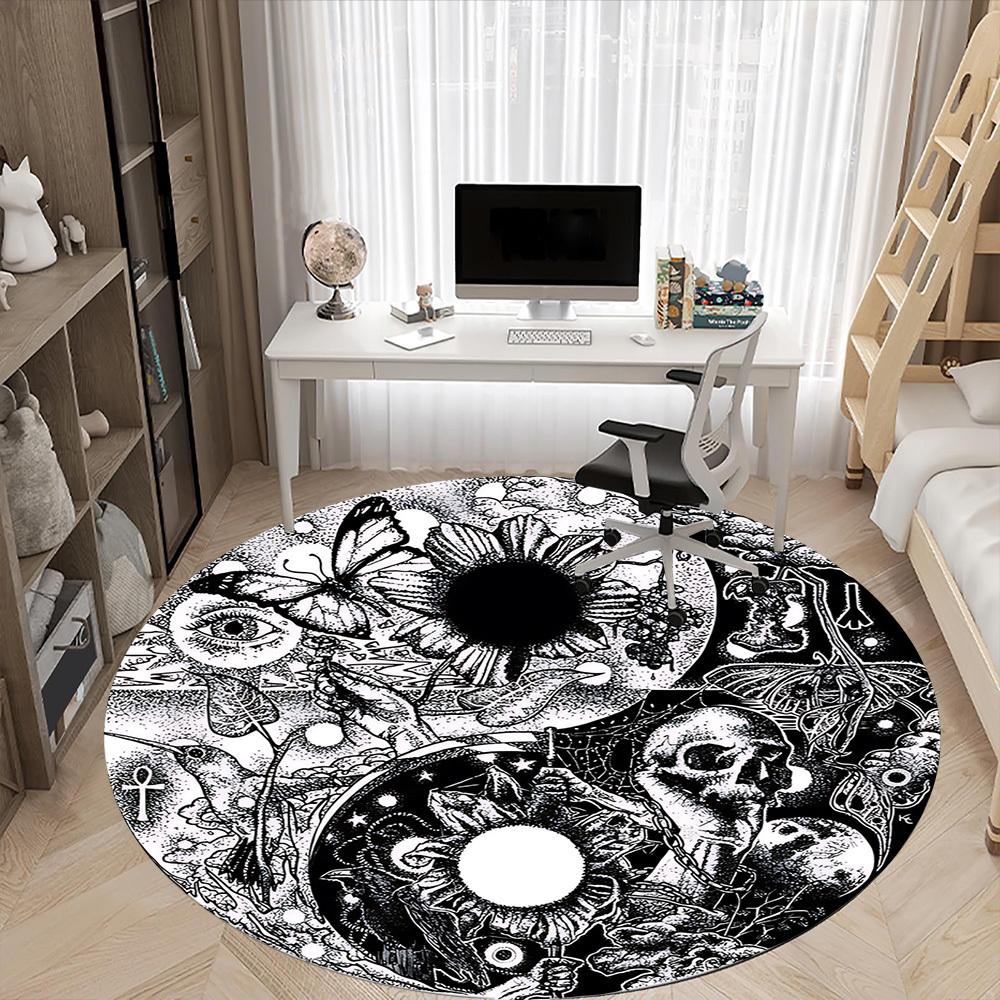 1pc Yin-Yang Symbol Chair Carpet for Office Non-Slip, Machine Washable Rug for Office, Room - Holiday Decor, Machine Made yy251016115