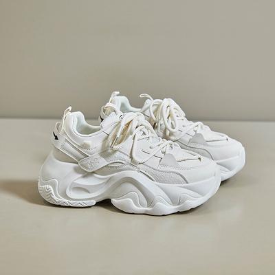 Sneakers Donna Bianche Scarpe Chunky Donna per Donne 2025 Design Quattro Stagioni Scarpe con Zeppa Tendenza Scarpe Patchwork in Ecopelle Donna
