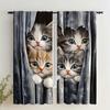 2 Pcs Many Cute Cats Print Curtains  Suitable for Bedroom  Living Room Kitchen Decoration  Home Decoration   Window Curtain