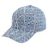 Sparkling Distressed Denim Baseball Caps Grid Sun Hats Fashion Rhinestone Baseball Cap  for Women