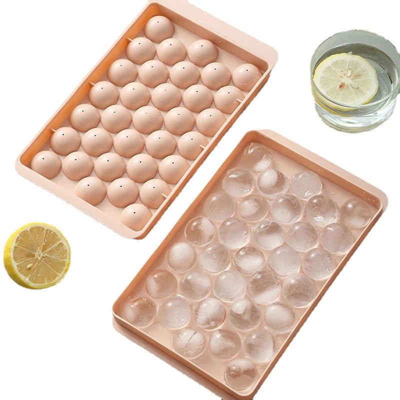 

Molde para hacer esferas de hielo, cubitera redonda con tapa para congelador, bandeja de hielo