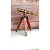 Brass Telescope With Stand, Nautical Spyglass Telescope With Wooden Tripod, Vintage Style Stand Telescope For Shelf, Valentine Gift,