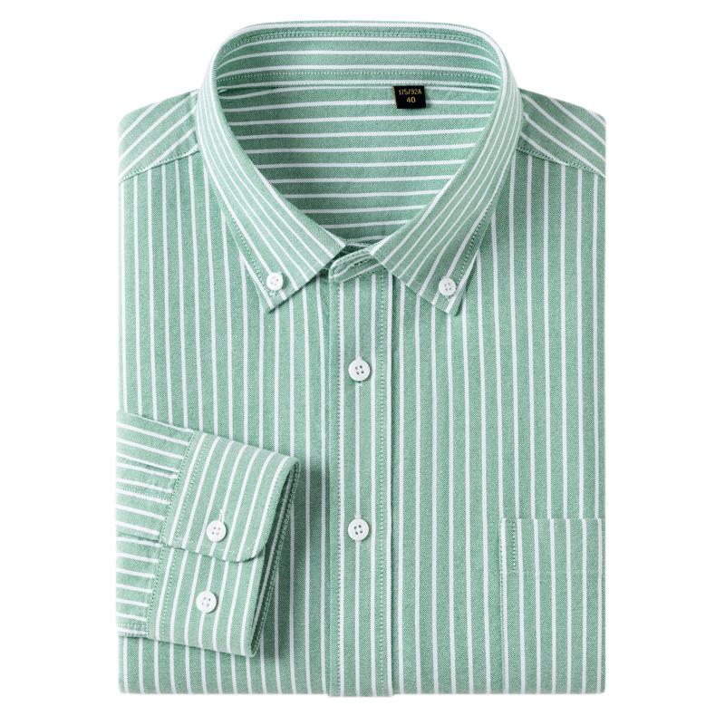 100%  Cotton Striped Shirs for Men Long Sleeve Cotton Oxford Shirt Long Sleeve Casual Business Autumn Spring