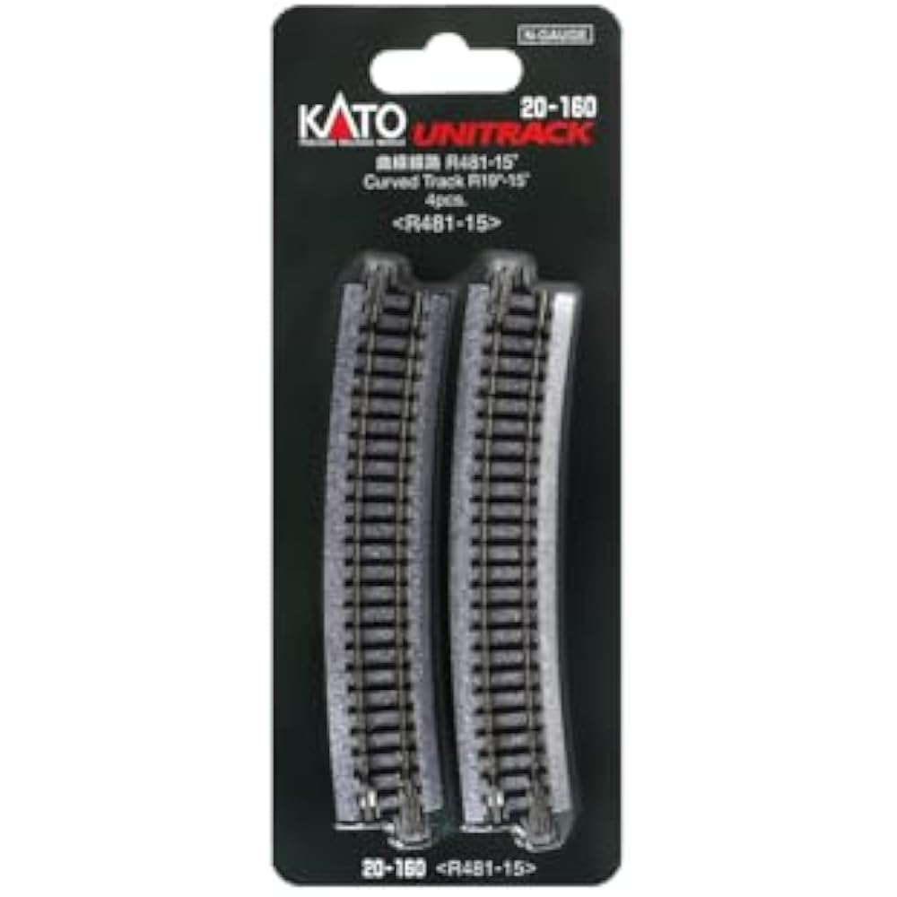 KATO N Gauge Curved Line R481-15° 4 Pack 20-160 Model Train Supplies