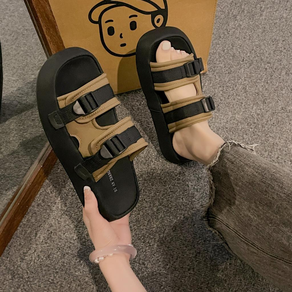 Sports cool slippers women's outer wear summer new thick-soled heightening slippers Roman shoes versatile original style sweet and cool women's shoes