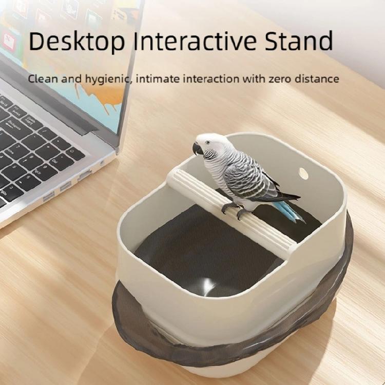 Interaction Parrot Perch Stand and Food Bowl For Efficient Bird Waste Management Potty Training And Mental Stimulation