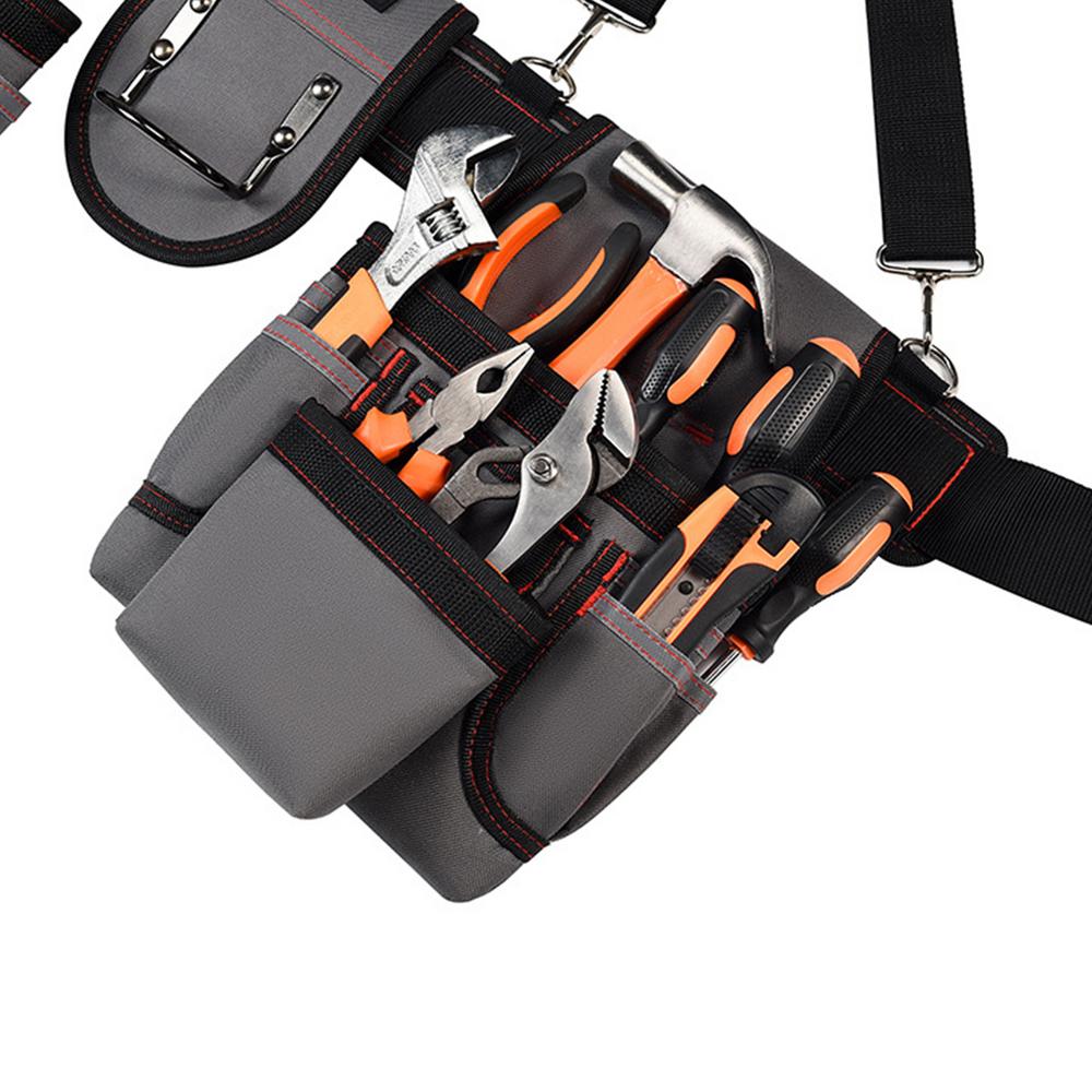 Suspender Tool Belt Heavy Duty Construction Tool Belt with Pouches Work Belt Tool Organizer Carpenter Tool Belt