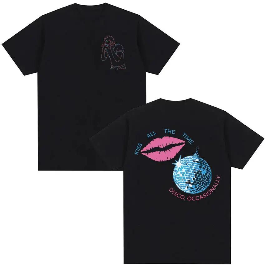

Kiss All The Time Disco Occasionally Merch T Shirts Harry Styles Tour Graphic T-shirt Men s Vintage Oversized Cotton Tshirt S