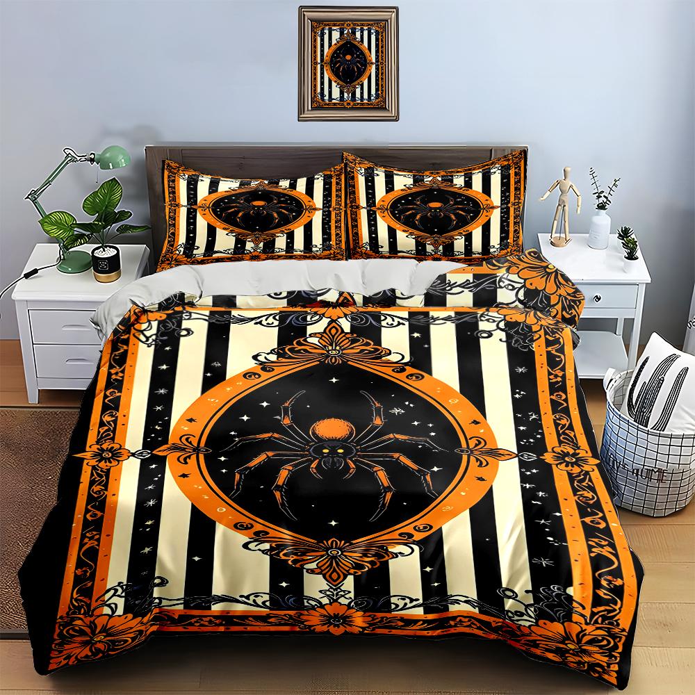 Striped, Spider, Ornamental Bedding Duvet Cover Sets Duvet Covers Pillowcases Gifts (1 * Duvet Cover 2 * Pillowcases, Without Duvet Insert)