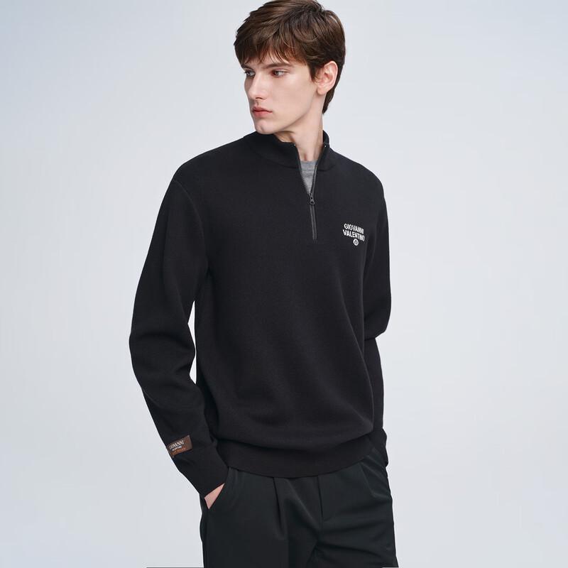 Giovanni Valentino Men's Wool Blend Half-Zip Mock Neck Sweater
