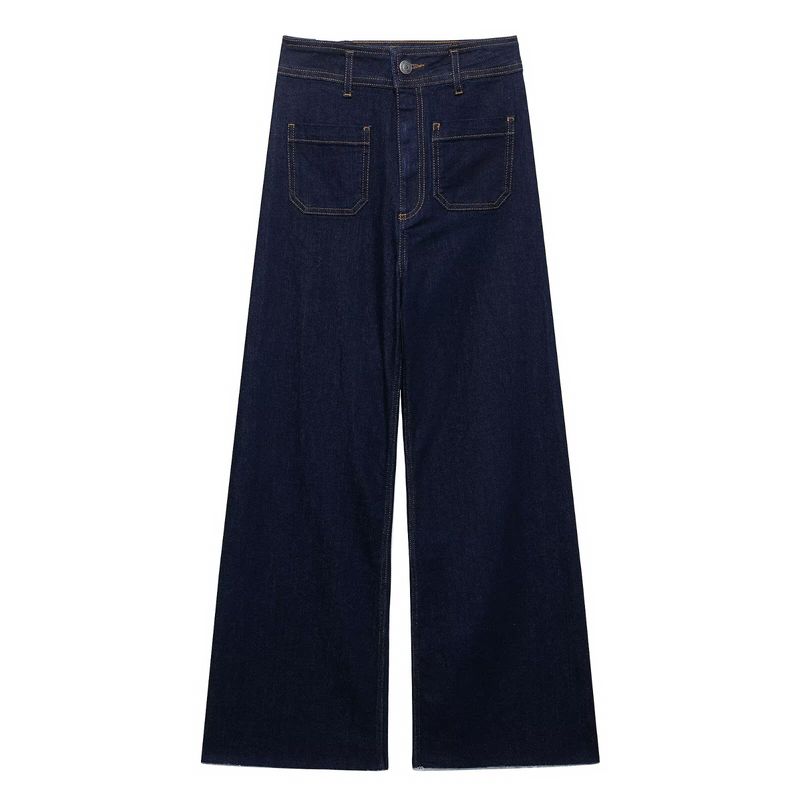 

Kaslead New Arrival Women s Clothing Fashion Style Fashion All-Match High Waist Wide Leg Denim 9632259 800 Pure Blue L