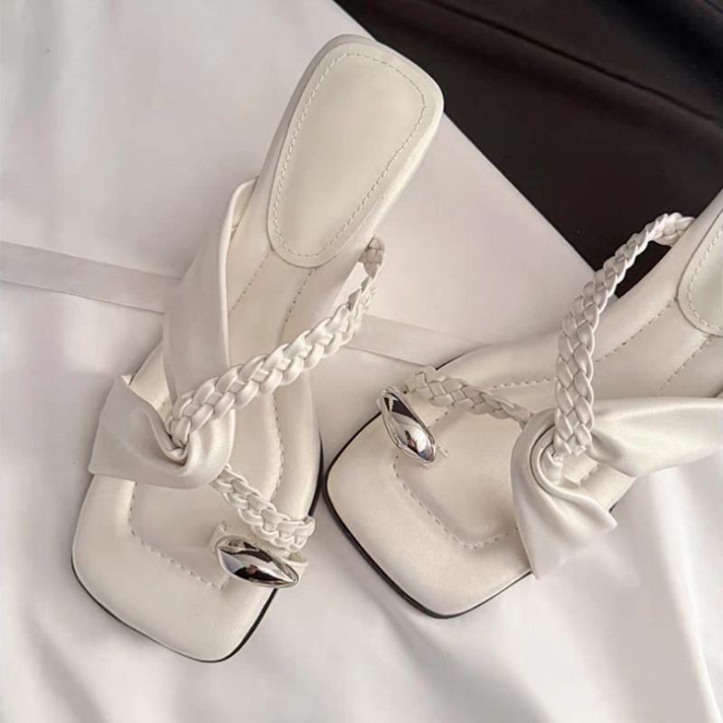 Fashion Clip Toe Women Slippers Summer Fashion Shoes Dress Elegant Woman Heeled Sandals 2025 Trend Designer Brand Zapatillas De Mujer