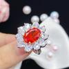 BELLA BOX Dazzling Zirconia Women Rings Romantic Flower Shape Orange Stone Engage Wedding Ring Valentines Gift For Lover Fashion Jewelry
