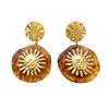 Retro Floral Drop Earrings Sturdy Stainless Steel With Sturdy Acrylic Petal Comfortable Everyday Jewelry