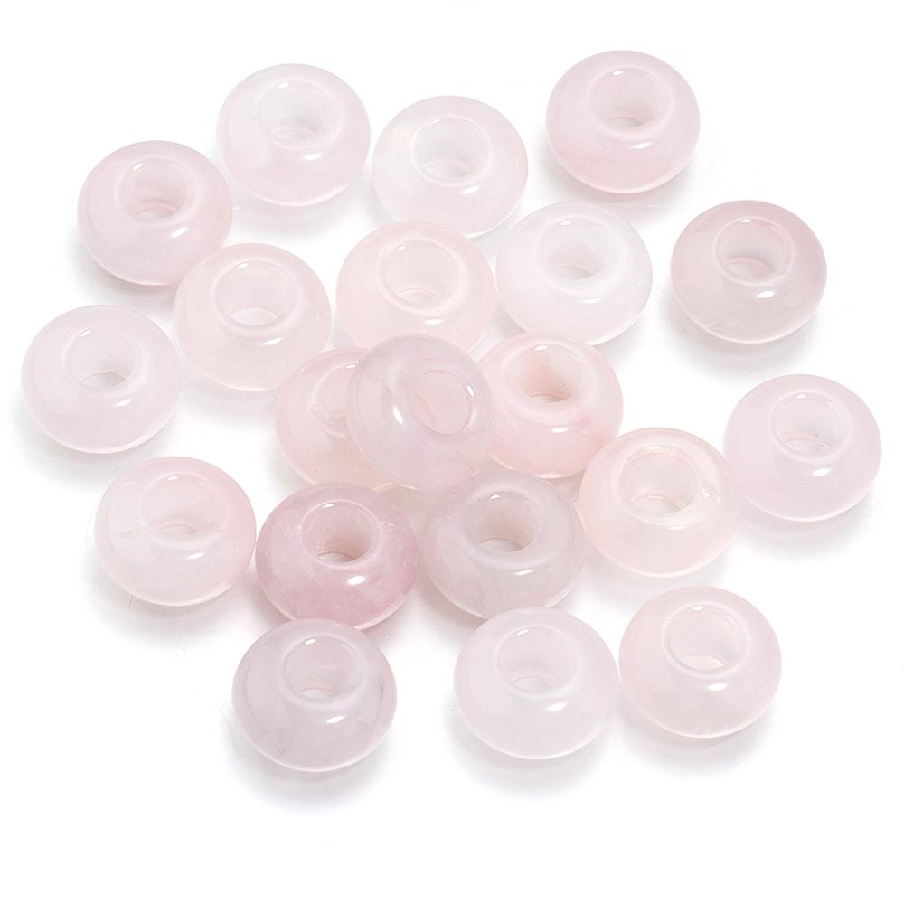 6pcs 14x8mm Natural Stone Beads Amethyst Tiger Eye Agate Jade Abacus Shape Big Hole Loose Beads for Jewelry Making DIY Bracelets