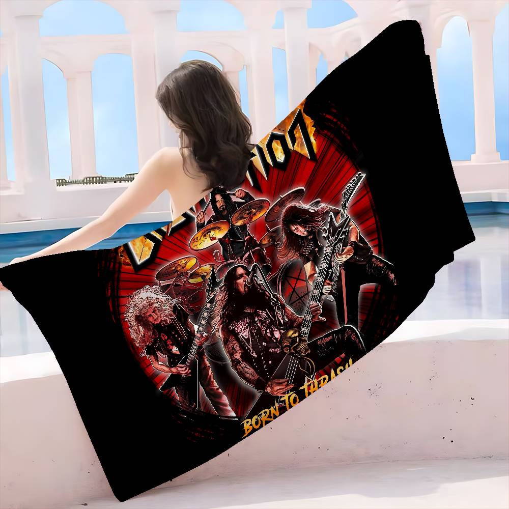Destruction Inspired Rock Music Microfiber Printed Beach Towel Mountain Climbing Yoga Beach Swimming Running Absorbent SoftTowel