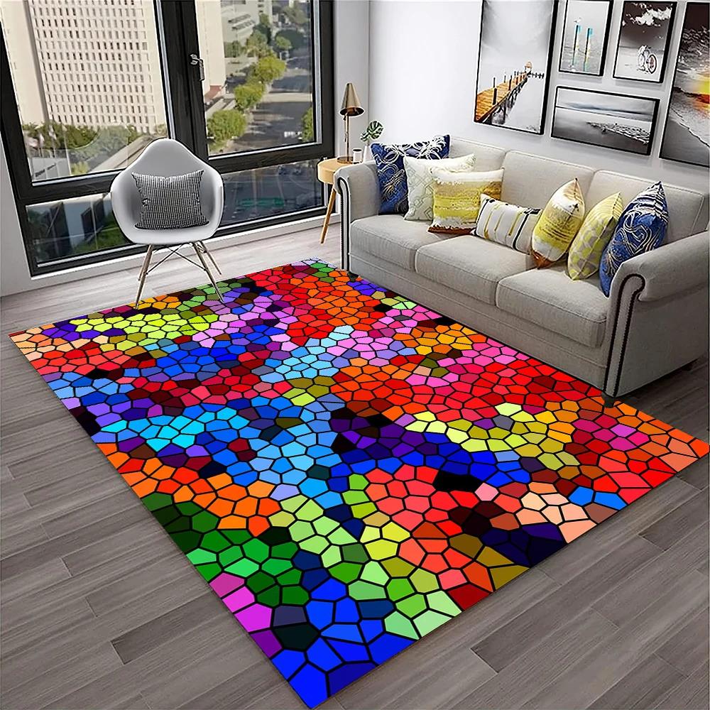 3D Colour Illusion Rainbow Vision HD Carpet Rug for Home Living Room Bedroom Sofa Doormat Decor,kids Area Rug Non-slip Floor Mat